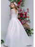 White Pearls Satin V Back Flower Girl Dress